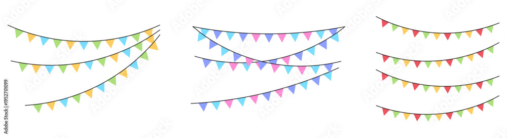 Fototapeta premium set of bunting flag clipart party decoration illustration