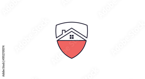 Minimalist Home Security Logo Design: Shield with House Icon for Branding
