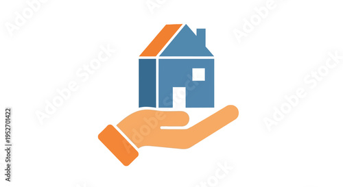 Illustration depicting a hand holding a house, symbolizing home ownership and care