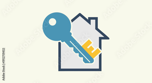 House Key Illustration: Property Symbol Representing Ownership, Real Estate, and Security