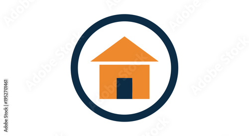 Minimalist Home Icon within a Circle: Represents Real Estate, Architecture, and Housing