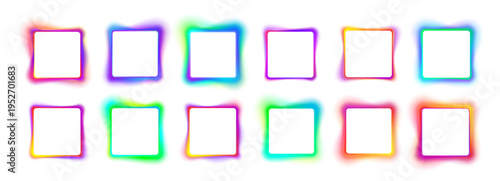 A soft glowing neon square hovers in a dark environment, radiating blended tones of purple, pink, and blue light.