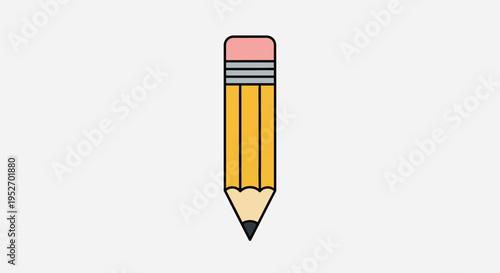 Illustrated pencil isolated on white backdrop for educational, writing, and drawing concepts