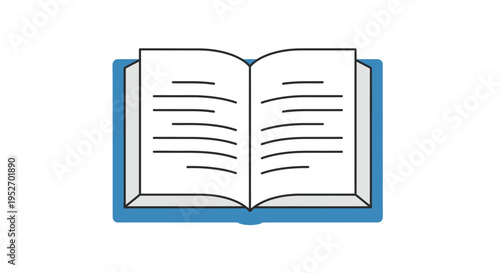 Illustration of an Open Book Showing Lines of Text in a Minimalist Vector Style