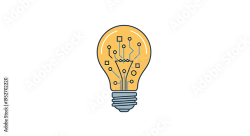 Illustration depicting digital innovation and technological ingenuity in the form of a lightbulb