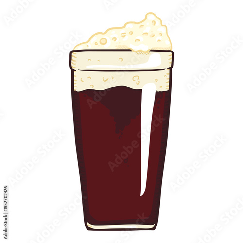 Vector Cartoon Glass of Dark Beer