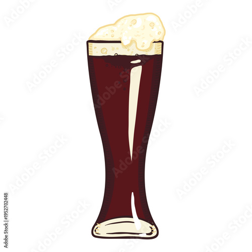 Vector Cartoon Glass of Dark Beer