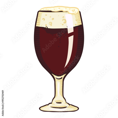 Vector Cartoon Glass of Dark Beer