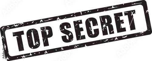 Top secret. Tampon noir rectangulaire grunge vectoriel. Illustration dessinée à la main. Français.