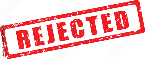 Rejected. Red vector grunge rectangular stamp. Hand-drawn illustration. French.