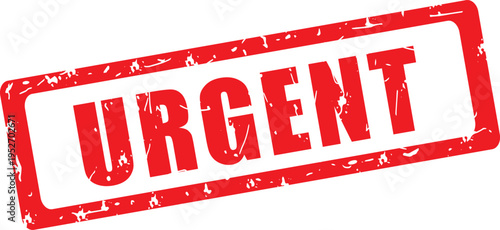 Urgent. Tampon rouge grunge rectangulaire vectoriel. Illustration dessinée à la main. Français.