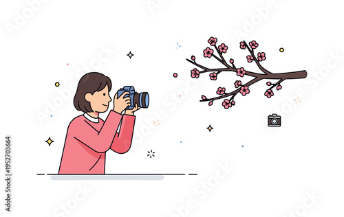 Cherry blossom photography compact scene of a person holding a camera toward blooming branches, conveying admiration and the desire to capture fleeting natural