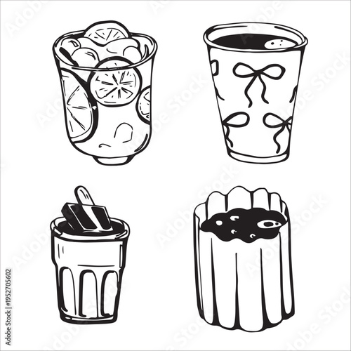 Whimsy Hand drawn Cute Different Drinks 