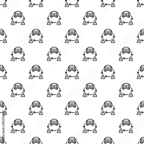 Car and people icons forming a seamless pattern for sharing economy concepts