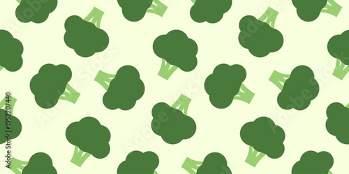 broccoli seamless pattern vector illustration. broccoli flat vector illustration. green vegetables icon illustration. 