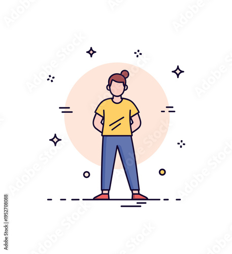 Confidence and authenticity theme depicted by a person standing comfortably with relaxed posture and subtle glow around the silhouette, symbolizing self trust