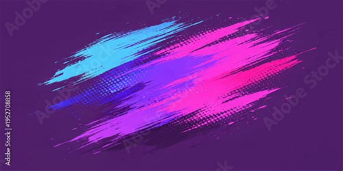 Abstract blue and purple vector background with glowing stars and smooth colorful wave lines