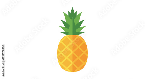 Isolated vector illustration of a ripe pineapple with green crown
