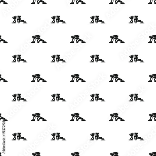 Sander tool smoothing wood surface in a black and white repeating pattern