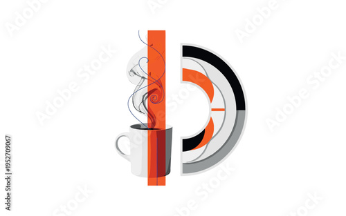 Vintage black and white image of a rocket model held in a hand, oversized orange circle behind it symbolizing ambition, thin radiating lines indicating launch