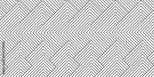 Vector geometric lines seamless pattern. White and black  abstract graphic striped ornament. Simple geometry, stripes, zigzag, chevron. Subtle modern 