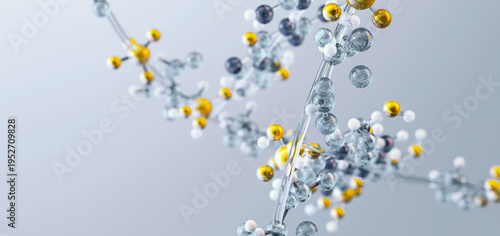 Valokuva Molecular chain structure: Atomic bonding and covalent links in a macromolecular sequence