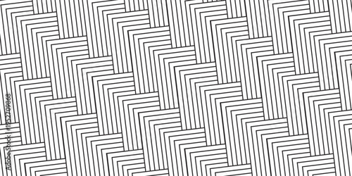 Vector geometric lines seamless pattern. White and black  abstract graphic striped ornament. Simple geometry, stripes, zigzag, chevron. Subtle modern 