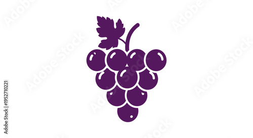 Purple grape illustration isolated fruit and leaf graphic on white background