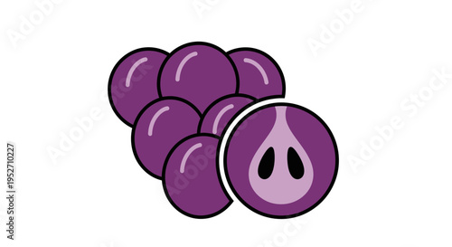 Fresh purple fruit with slice illustration healthy eating and design