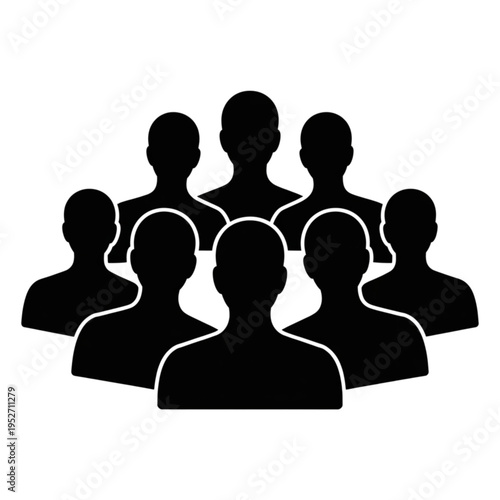 Group of people silhouette vector illustration, professional business team or community social network on white background