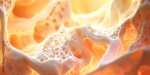 Abstract Organic Cellular Structure with Glowing Warm Fluid Forms