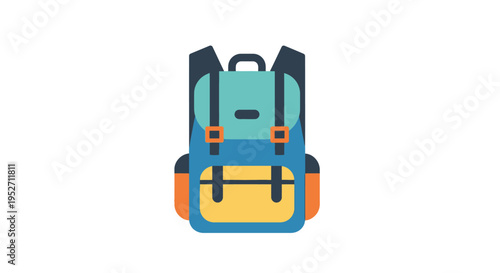 Colorful Backpack Illustration on White Background for Travel, Adventure and Recreation