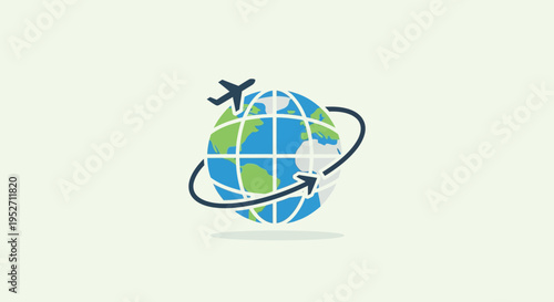 Global Travel Icon Illustrating Worldwide Flight Routes and International Destinations