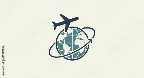 Conceptual illustration of global air travel, journeys, and transportation around the planet