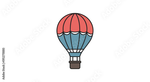 Illustration of a colorful hot air balloon soaring against a pure white backdrop