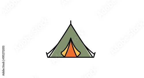 Minimalist tent icon representing adventure and outdoor recreation concepts seamlessly
