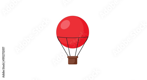 Vivid red hot air balloon illustration against a clean white backdrop for transport concept