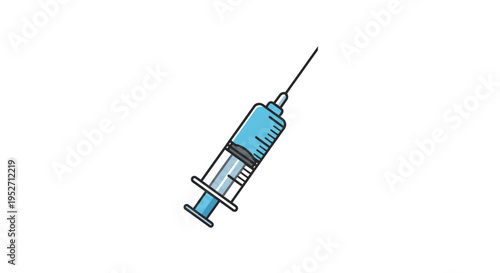 Illustration of a Medical Syringe with a Needle, Isolated on a White Background