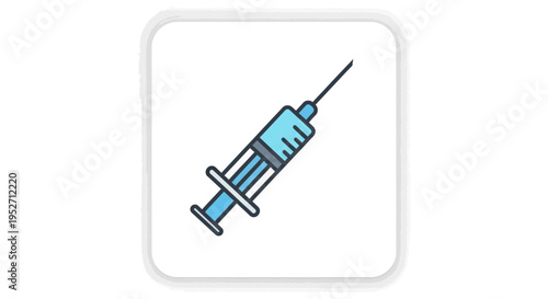 Illustration of a Medical Syringe on White Background inside a Round-Cornered Square
