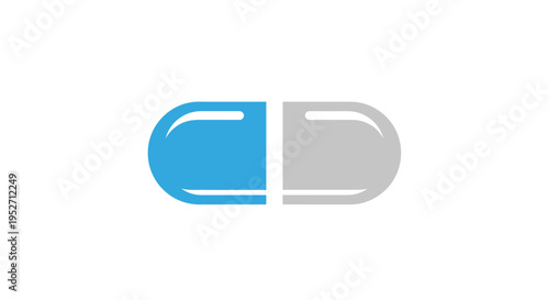 Medical capsule illustration featuring blue and grey color scheme for healthcare concepts