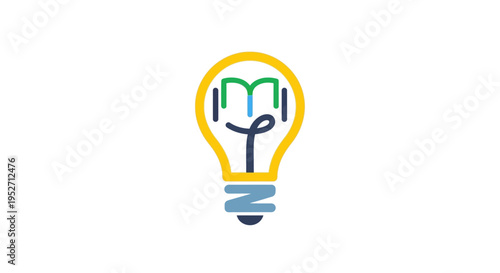 Creative logo design depicting innovative idea generation, education, and learning concepts