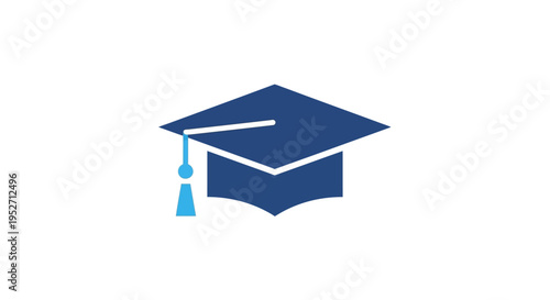 Graduation cap illustration isolated on a white backdrop symbolizing academia and achievement