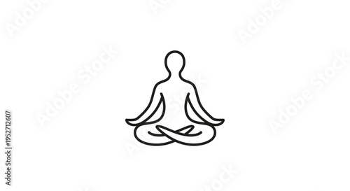 Minimalist outline of a person in lotus position depicting meditation and tranquility