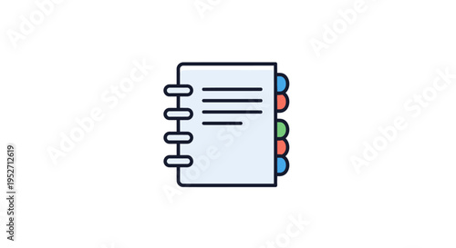 Minimalist illustrated notebook with tabs concept for organizational tools and note taking