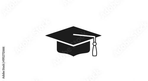 Minimalistic Graduation Cap Icon on White Background, Symbolizing Academic Success