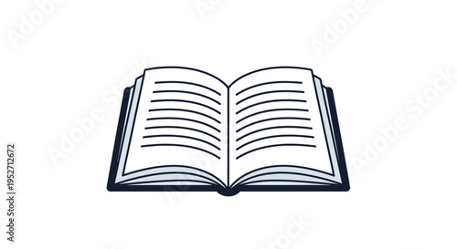 Open Book Illustration Depicting Literacy and Educational Concepts on a White Background