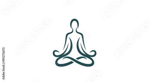 Minimalist representation of yoga and meditation in a peaceful and balanced pose