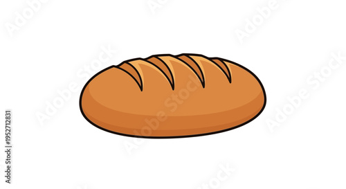 Illustrated loaf of bread isolated on white background, simple cartoon style