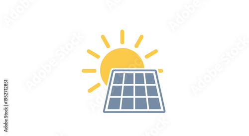 Icon of solar panel harnessing sunlight for clean energy generation and sustainable living
