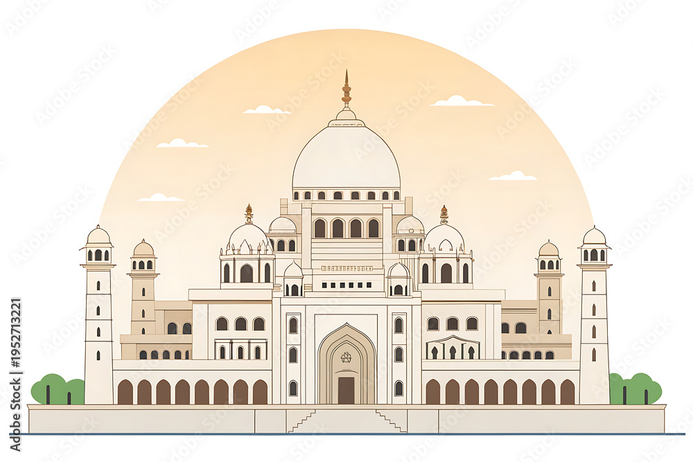 Obraz premium Umaid Bhawan Palace minimal vector architecture